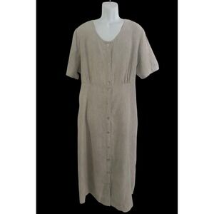 Match USA Linen Dress 18 Button‎ Maxi Midi Shirt Dress A Line Lagenlook Vintage